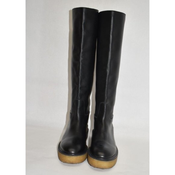 $900 FRAME LE CANON TALL BOOT BLACK LEATHER PLATFORM CORK 38.5 (ME36) - Picture 3 of 8